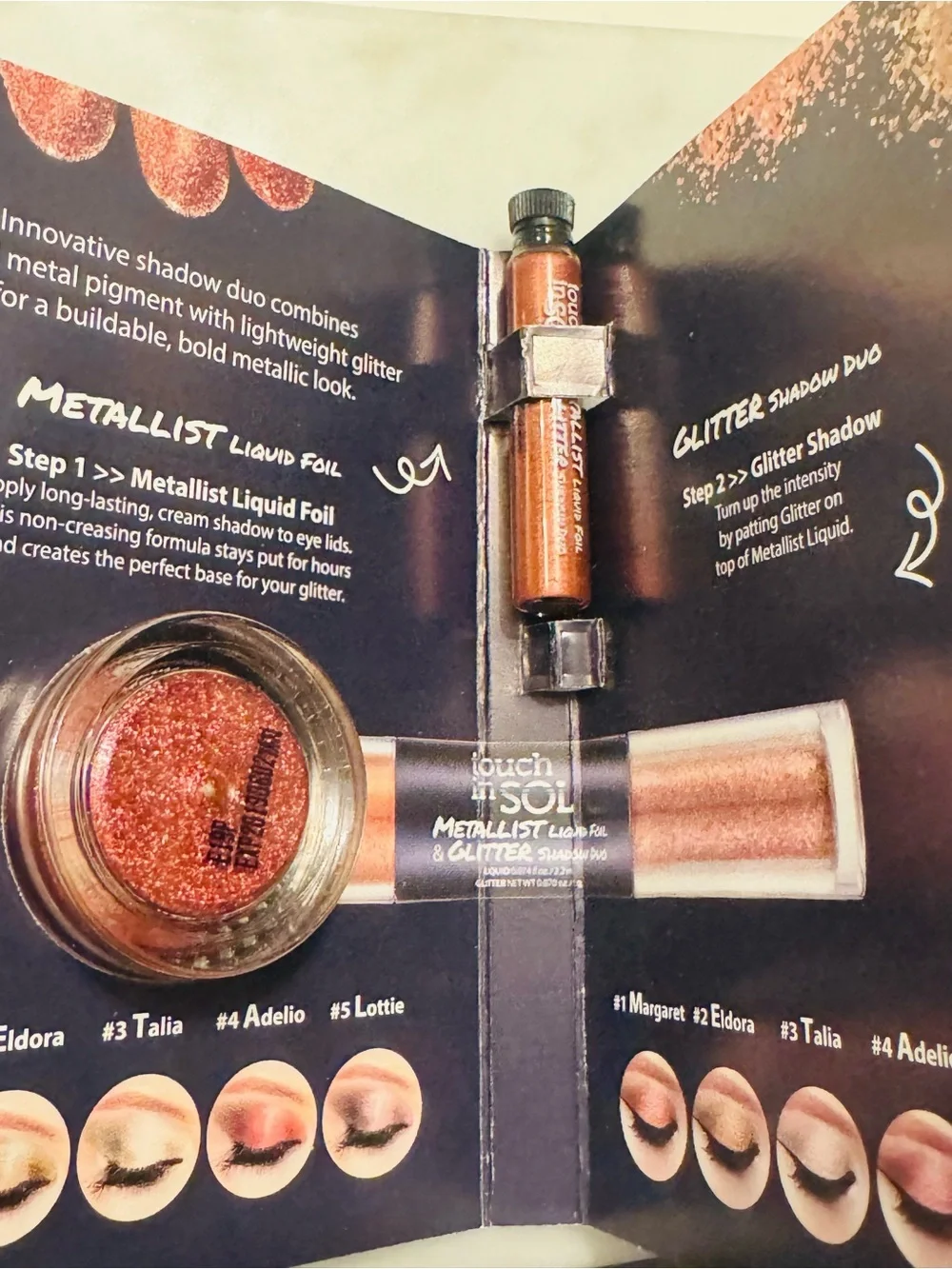 touch in SOL Metallist Liquid Foil & Glitter Shadow Duo - Rose Copper Sample